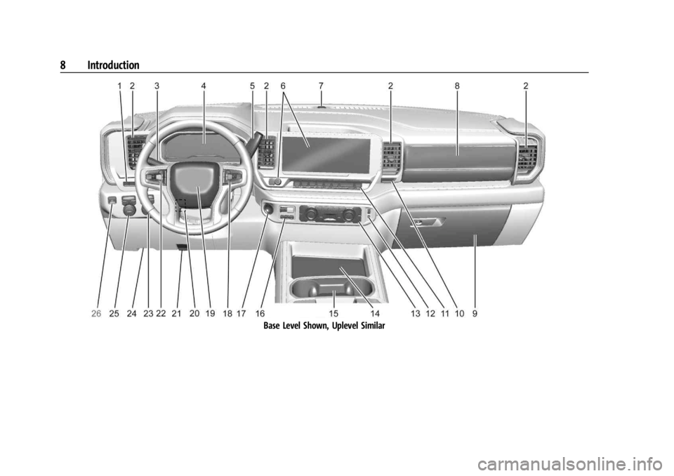 CHEVROLET SILVERADO 2024  Owners Manual Chevrolet Silverado 2500 HD/3500 HD Owner Manual (GMNA-Localizing-U.
S./Canada/Mexico-16908339) - 2024 - CRC - 12/5/22
8 Introduction
Base Level Shown, Uplevel Similar 