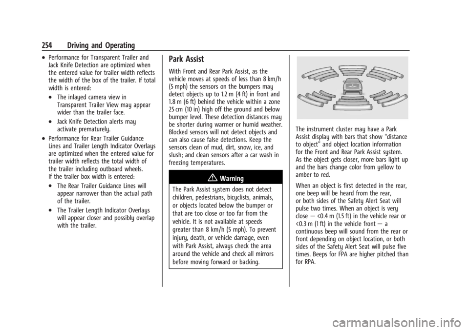 CHEVROLET SILVERADO EV 2024 Owners Manual Chevrolet Silverado EV Owner Manual (GMNA-Localizing-U.S./Canada-
16702912) - 2024 - CRC - 1/17/23
254 Driving and Operating
.Performance for Transparent Trailer and
Jack Knife Detection are optimized CHEVROLET SILVERADO EV 2024 Owners Manual Chevrolet Silverado EV Owner Manual (GMNA-Localizing-U.S./Canada-
16702912) - 2024 - CRC - 1/17/23
254 Driving and Operating
.Performance for Transparent Trailer and
Jack Knife Detection are optimized