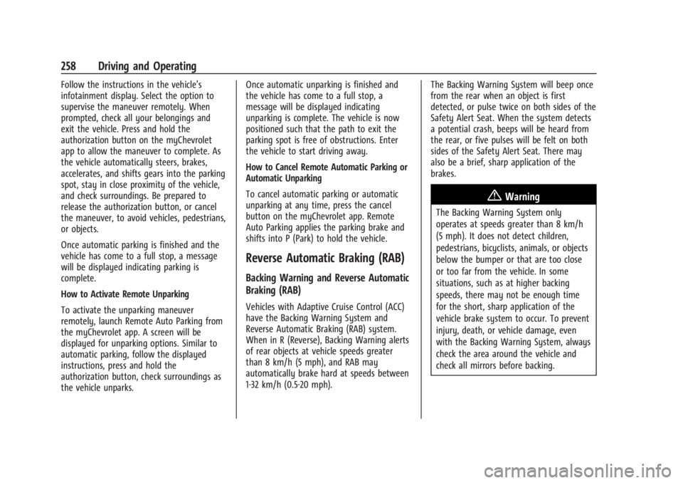CHEVROLET SILVERADO EV 2024 Owners Manual Chevrolet Silverado EV Owner Manual (GMNA-Localizing-U.S./Canada-
16702912) - 2024 - CRC - 1/17/23
258 Driving and Operating
Follow the instructions in the vehicle’s
infotainment display. Select the CHEVROLET SILVERADO EV 2024 Owners Manual Chevrolet Silverado EV Owner Manual (GMNA-Localizing-U.S./Canada-
16702912) - 2024 - CRC - 1/17/23
258 Driving and Operating
Follow the instructions in the vehicle’s
infotainment display. Select the