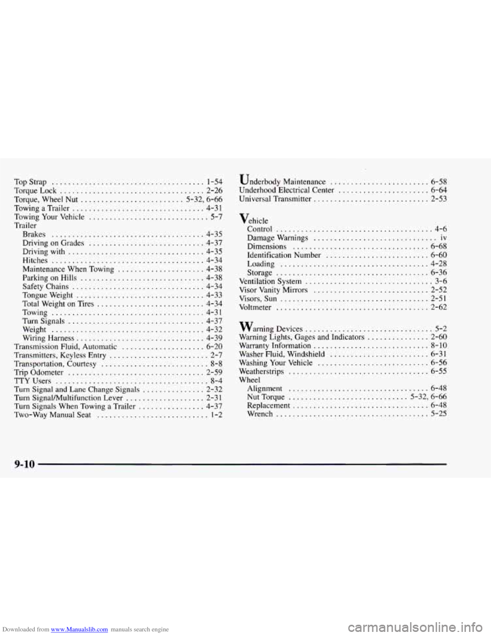 CHEVROLET ASTRO 1997 2.G Repair Manual Downloaded from www.Manualslib.com manuals search engine ... 
TopStrap ..................................... 1-54 
Torque  Lock 
................................... 2-26 
Torque.  Wheel 
Nut .........