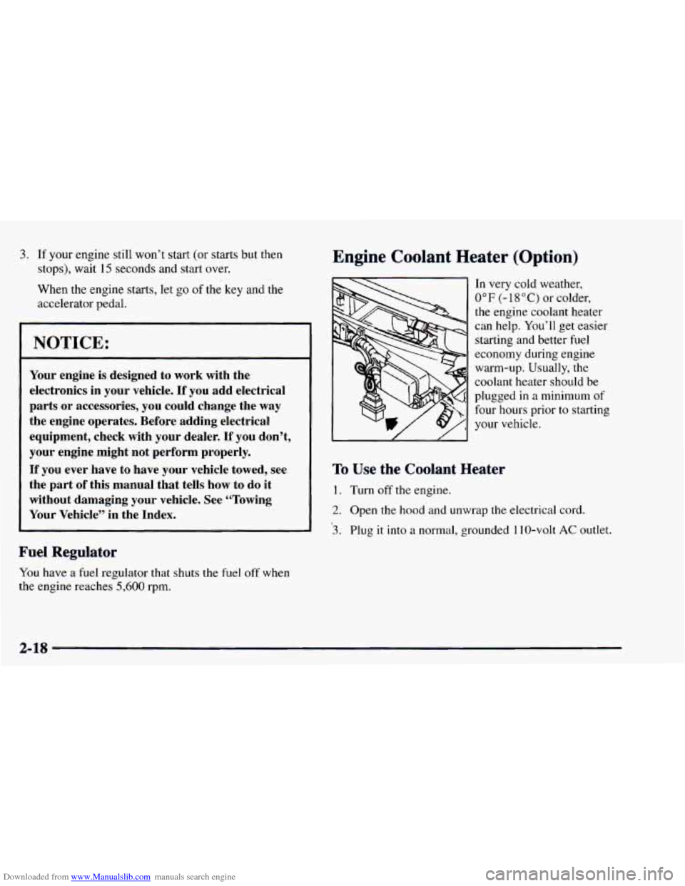 CHEVROLET ASTRO 1997 2.G Owners Manual Downloaded from www.Manualslib.com manuals search engine 3. If your engine still won’t start (or starts but then
stops), wait
15 seconds and start over.
When the engine starts, let go
of CHEVROLET ASTRO 1997 2.G Owners Manual Downloaded from www.Manualslib.com manuals search engine 3. If your engine still won’t start (or starts but then
stops), wait
15 seconds and start over.
When the engine starts, let go
of