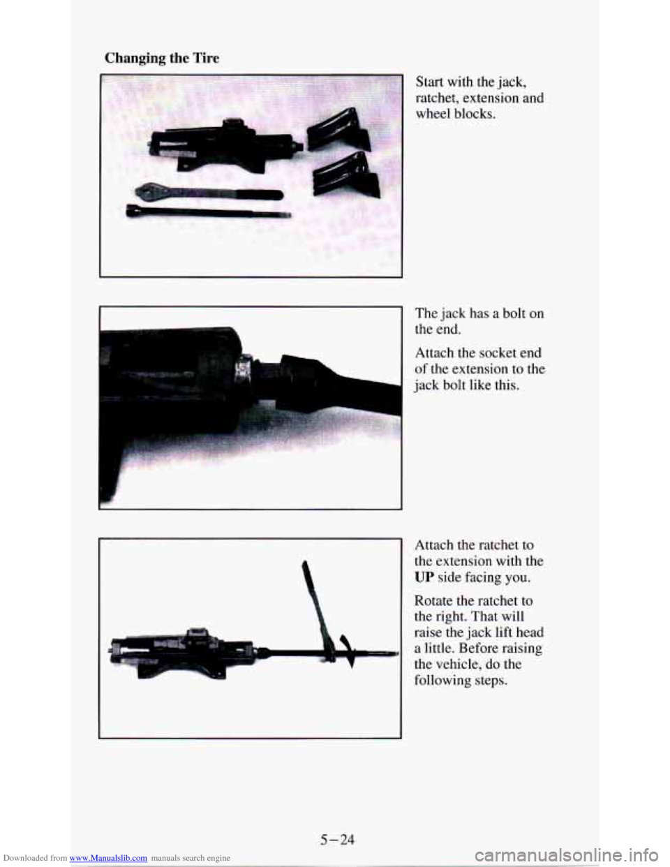 CHEVROLET ASTRO PASSENGER 1994 1.G Owners Manual Downloaded from www.Manualslib.com manuals search engine Changing  the  Tire 
::..., ... 
..... ... .: .... ,,..., . :<>,,.I . .!:%,%%:y ew::;;,.  ,  ..:... : ................ *.. -9. .:: ..,, :. ,