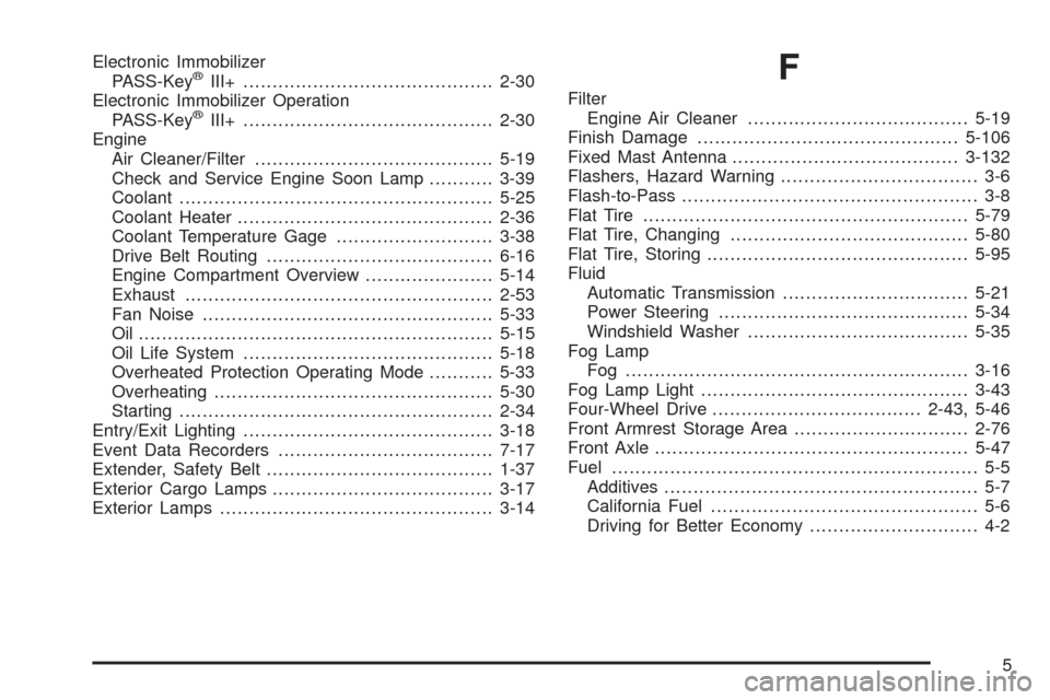 CHEVROLET AVALANCHE 2009 2.G Owners Manual Electronic Immobilizer
PASS-Key®III+...........................................2-30
Electronic Immobilizer Operation
PASS-Key
®III+...........................................2-30
Engine
Air Cleaner/ CHEVROLET AVALANCHE 2009 2.G Owners Manual Electronic Immobilizer
PASS-Key®III+...........................................2-30
Electronic Immobilizer Operation
PASS-Key
®III+...........................................2-30
Engine
Air Cleaner/