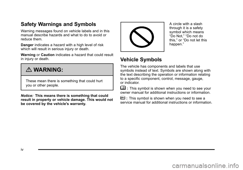 CHEVROLET AVEO 2010 1.G Owners Manual 