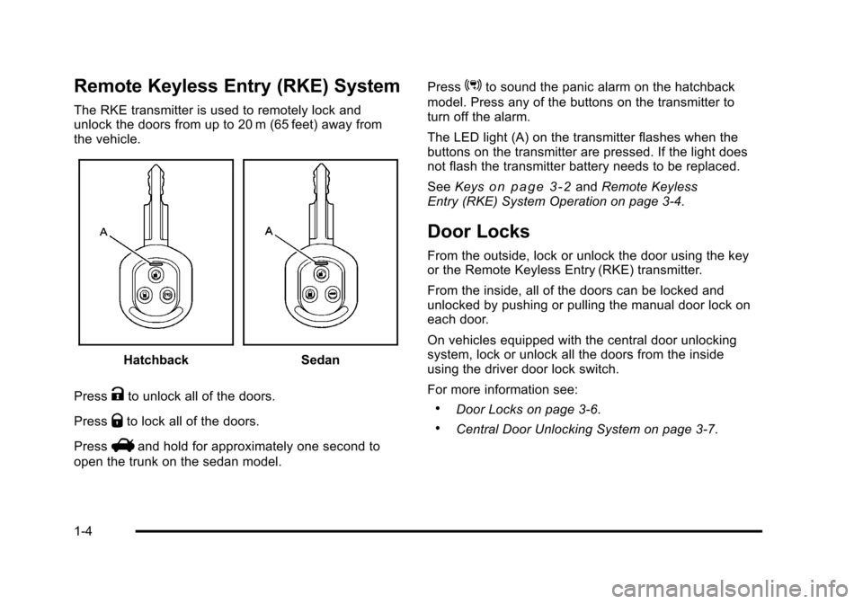 CHEVROLET AVEO 2010 1.G Owners Manual 