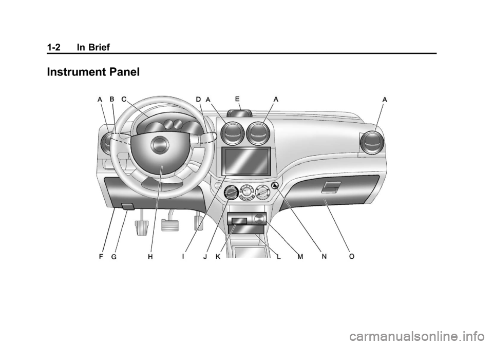 CHEVROLET AVEO 2011 1.G Owners Manual Black plate (2,1)Chevrolet Aveo Owner Manual - 2011
1-2 In Brief
Instrument Panel 