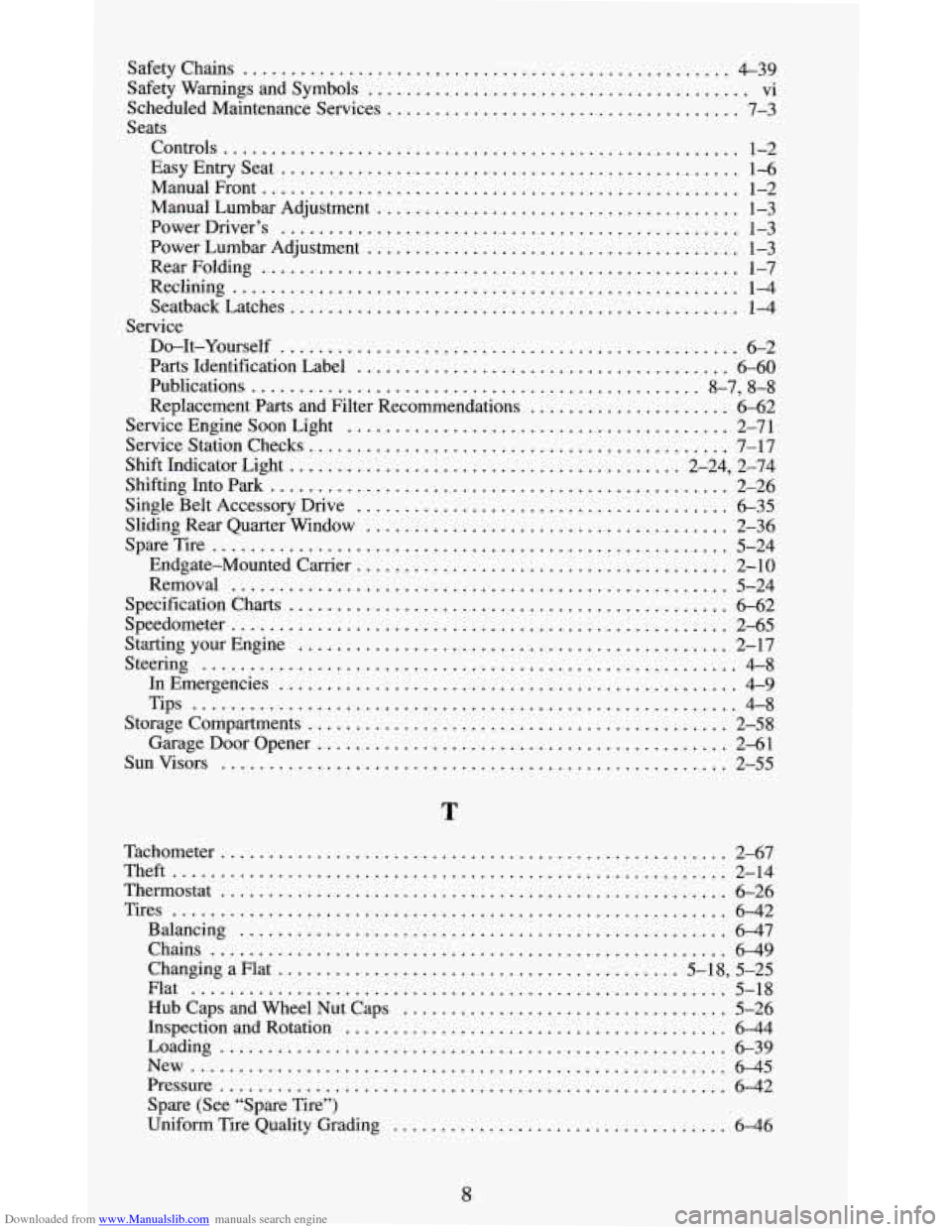 CHEVROLET BLAZER 1994 2.G Owners Manual Downloaded from www.Manualslib.com manuals search engine SafetyChains ................................................... 4-39 
Safety Warnings  and  Symbols ........................................ v