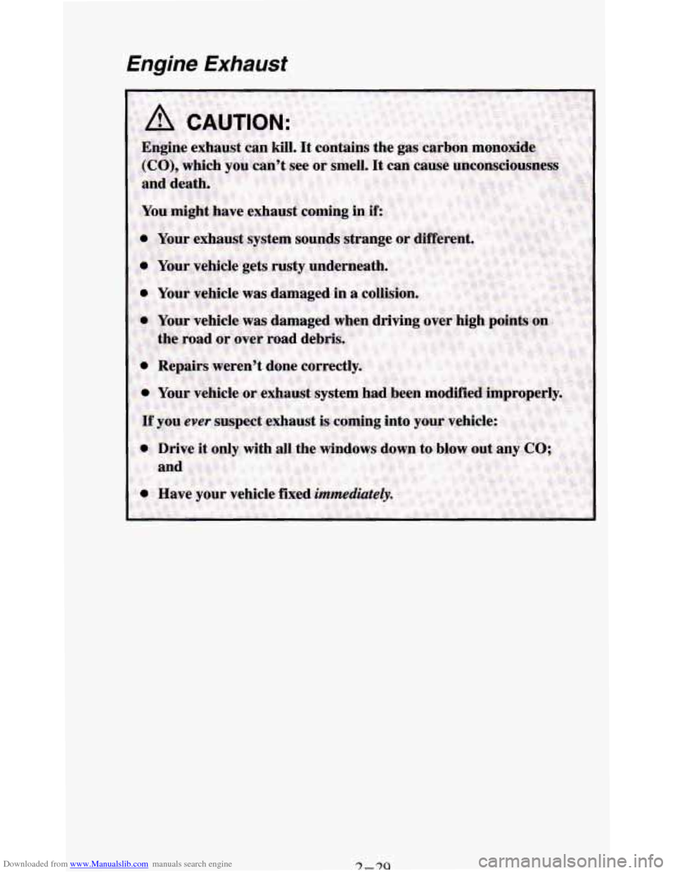 CHEVROLET BLAZER 1994 2.G Manual Online Downloaded from www.Manualslib.com manuals search engine Engine Exhaust CHEVROLET BLAZER 1994 2.G Manual Online Downloaded from www.Manualslib.com manuals search engine Engine Exhaust