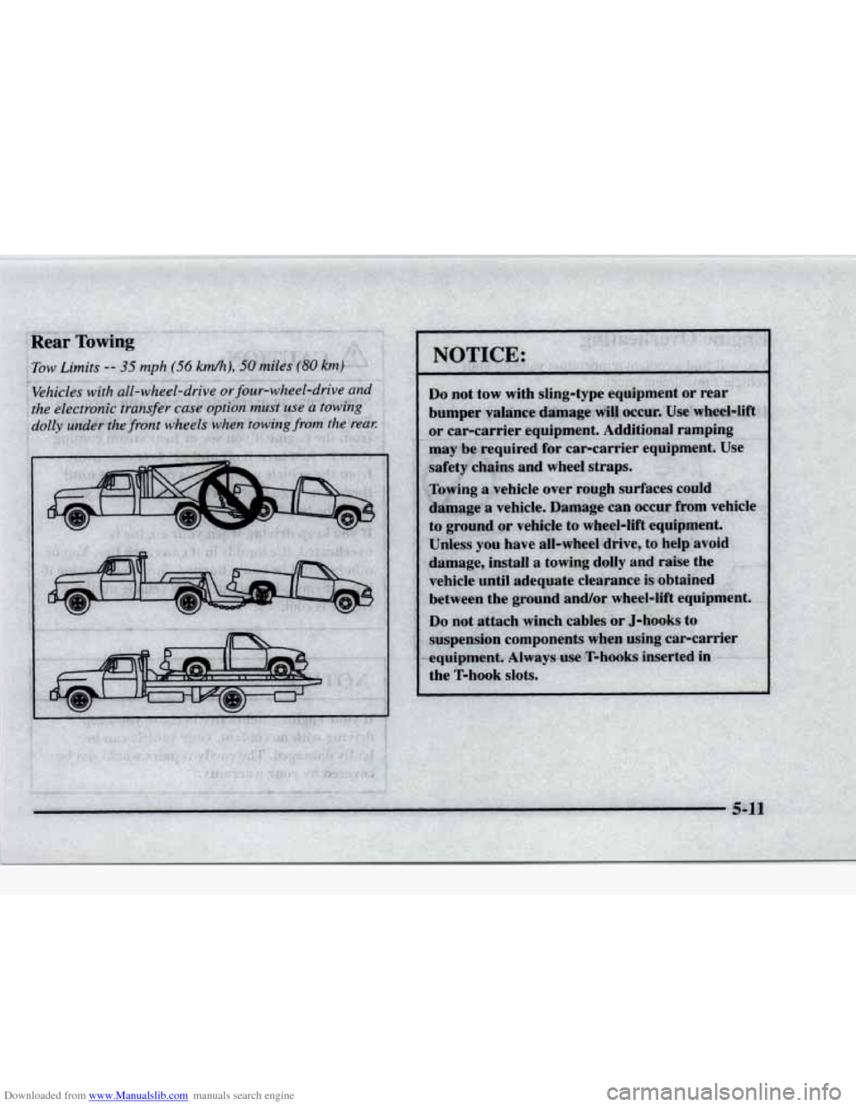 CHEVROLET BLAZER 1997 2.G Owners Manual Downloaded from www.Manualslib.com manuals search engine Tow Limits -- 35 mph (56 kd), 30 miles@3O krn) 
*Vehicles  with all- wheel-drive or four-wheel-drive and 
the  electrbnic transfer case Dptib