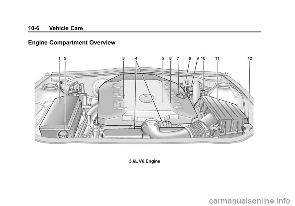 CHEVROLET CAMARO 2014 5.G Owners Manual Black plate (6,1)Chevrolet Camaro Owner Manual (GMNA-Localizing-U.S./Canada/Mexico-
6042601) - 2014 - CRC - 1/21/14
10-6 Vehicle Care
Engine Compartment Overview
3.6L V6 Engine CHEVROLET CAMARO 2014 5.G Owners Manual Black plate (6,1)Chevrolet Camaro Owner Manual (GMNA-Localizing-U.S./Canada/Mexico-
6042601) - 2014 - CRC - 1/21/14
10-6 Vehicle Care
Engine Compartment Overview
3.6L V6 Engine