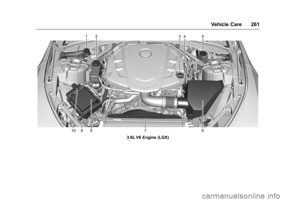 CHEVROLET CAMARO 2017 6.G Owners Manual Chevrolet Camaro Owner Manual (GMNA-Localizing-U.S./Canada/Mexico-
9804281) - 2017 - crc - 4/25/16
Vehicle Care 261
3.6L V6 Engine (LGX) 