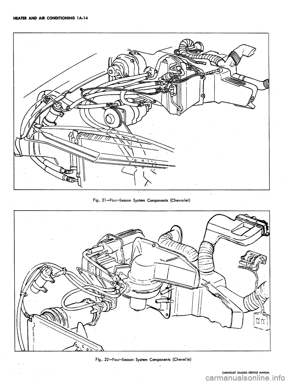 CHEVROLET CAMARO 1967 1.G Chassis Owners Guide
HEATER AND AIR CONDITIONING 1A-14
Fig.
21—Four-Season System Components (Chevrolet)
Fig.
22—Four-Season System Components (Chevelle)
CHEVROLET CHASSIS SERVICE MANUAL CHEVROLET CAMARO 1967 1.G Chassis Owners Guide
HEATER AND AIR CONDITIONING 1A-14
Fig.
21—Four-Season System Components (Chevrolet)
Fig.
22—Four-Season System Components (Chevelle)
CHEVROLET CHASSIS SERVICE MANUAL