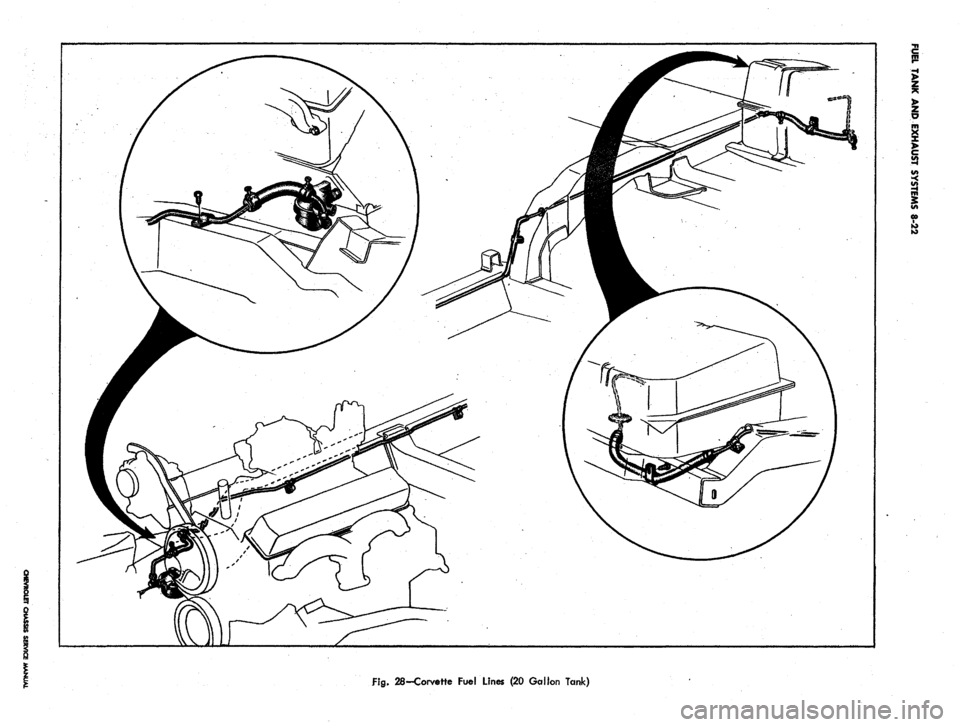 CHEVROLET CAMARO 1967 1.G Chassis Workshop Manual
Fig.
28-Corvette Fuel Lines (20 Gallon Tank) CHEVROLET CAMARO 1967 1.G Chassis Workshop Manual
Fig.
28-Corvette Fuel Lines (20 Gallon Tank)