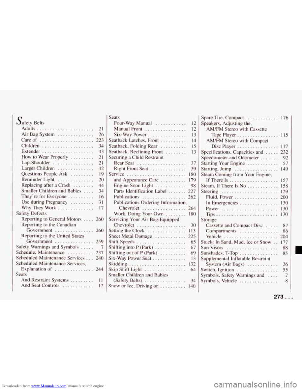 CHEVROLET CAMARO 1994 4.G Owners Manual Downloaded from www.Manualslib.com manuals search engine CHEVROLET CAMARO 1994 4.G Owners Manual Downloaded from www.Manualslib.com manuals search engine