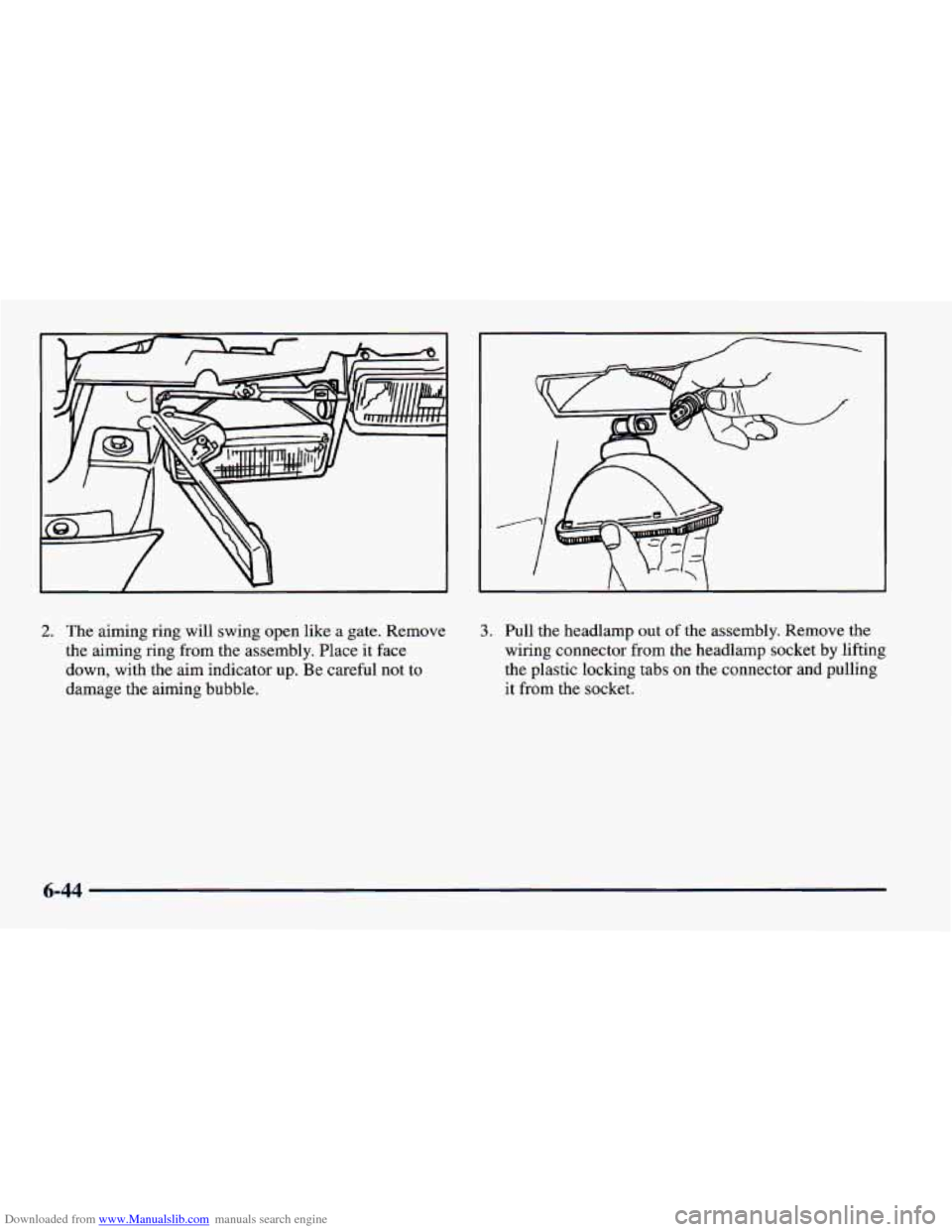 CHEVROLET CAMARO 1997 4.G Owners Manual Downloaded from www.Manualslib.com manuals search engine 2. The aiming ring will swing open like a gate. Remove
the aiming ring from the assembly. Place it face
down, with the aim indicator up. CHEVROLET CAMARO 1997 4.G Owners Manual Downloaded from www.Manualslib.com manuals search engine 2. The aiming ring will swing open like a gate. Remove
the aiming ring from the assembly. Place it face
down, with the aim indicator up.