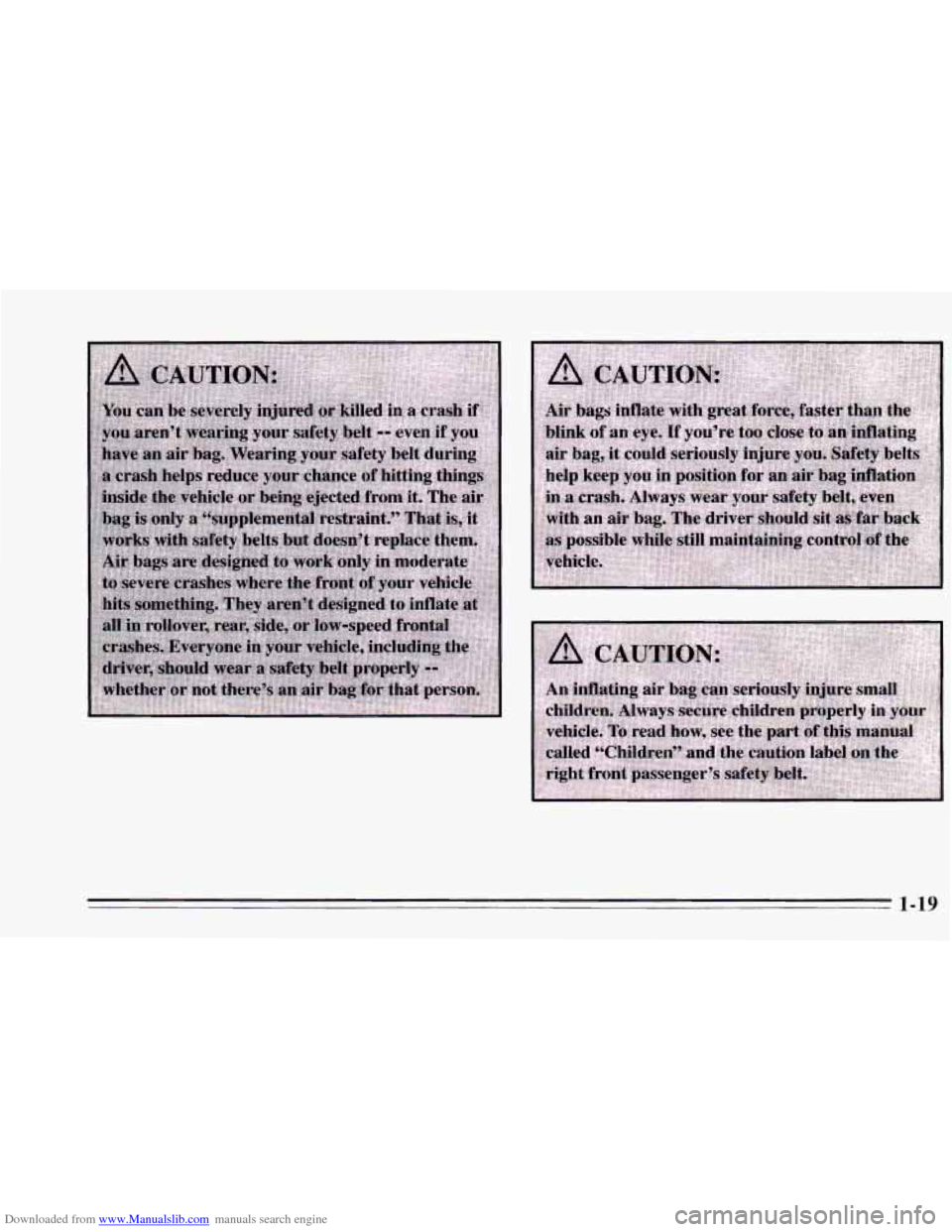 CHEVROLET CAVALIER 1995 3.G Owners Manual Downloaded from www.Manualslib.com manuals search engine - 1-19   