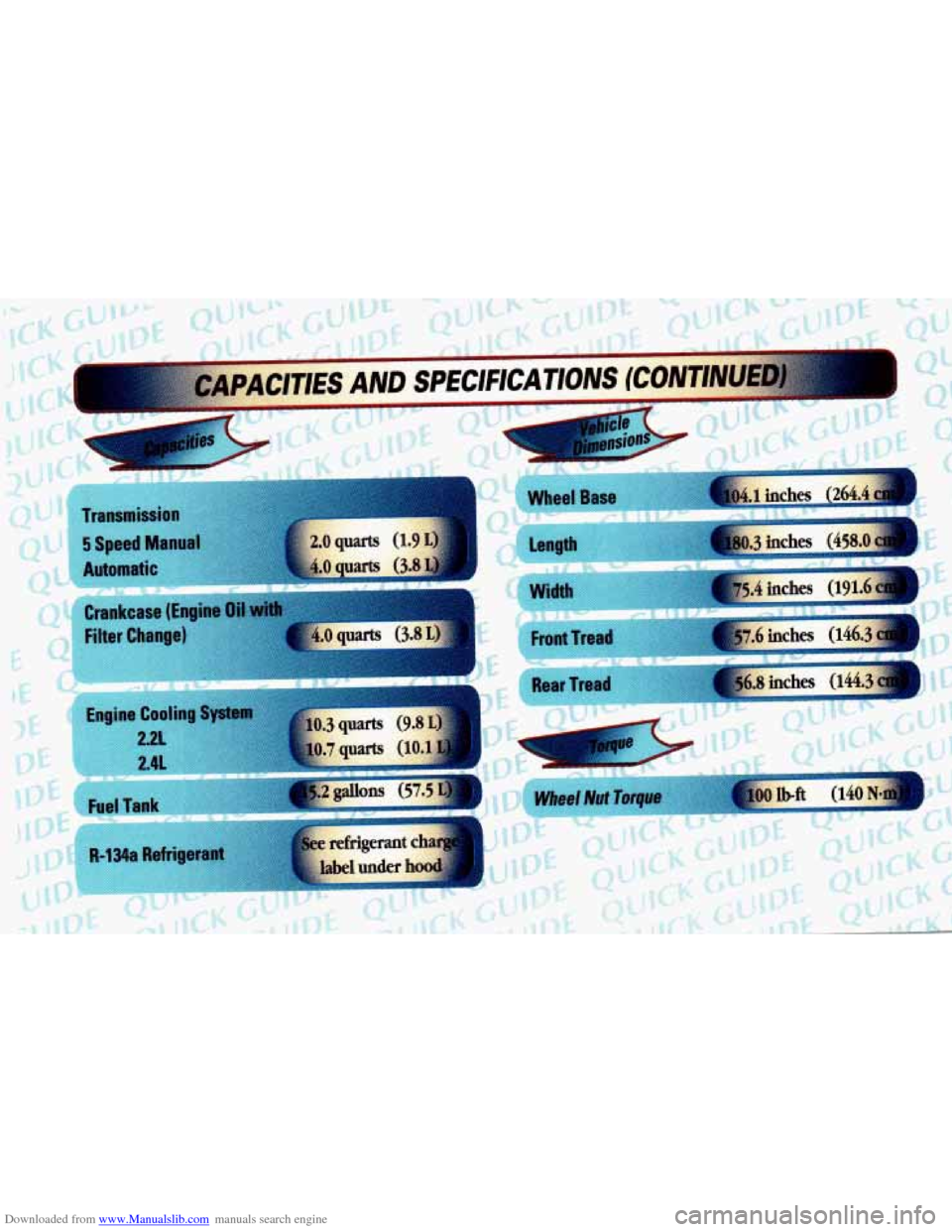 CHEVROLET CAVALIER 1998 3.G Owners Manual Downloaded from www.Manualslib.com manuals search engine CHEVROLET CAVALIER 1998 3.G Owners Manual Downloaded from www.Manualslib.com manuals search engine