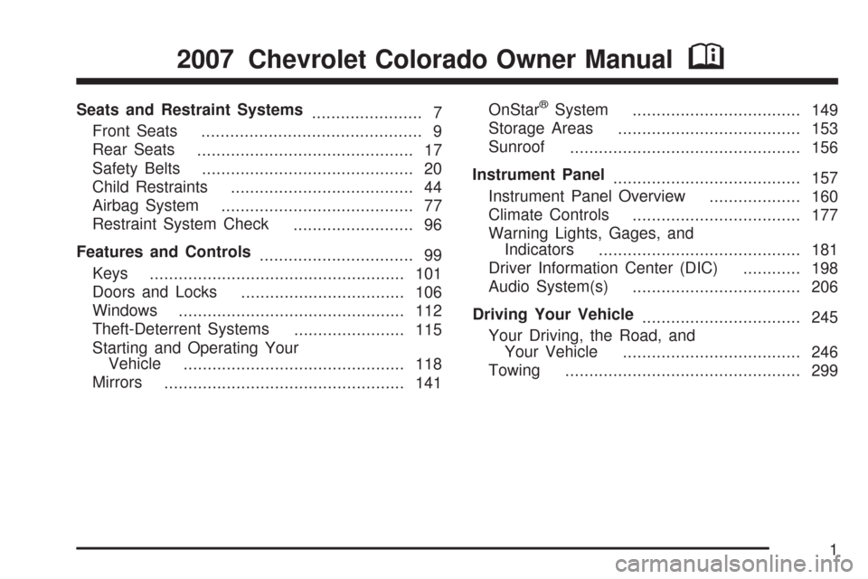 CHEVROLET COLORADO 2007 1.G Owners Manual 