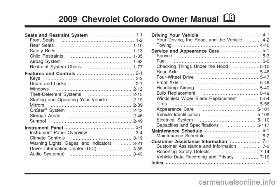 CHEVROLET COLORADO 2009 1.G Owners Manual 