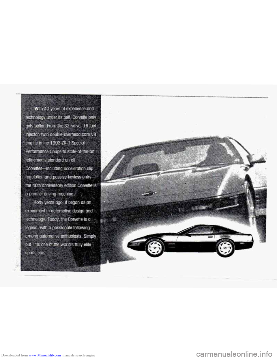 CHEVROLET CORVETTE 1993 4.G Owners Manual Downloaded from www.Manualslib.com manuals search engine I- 
I   