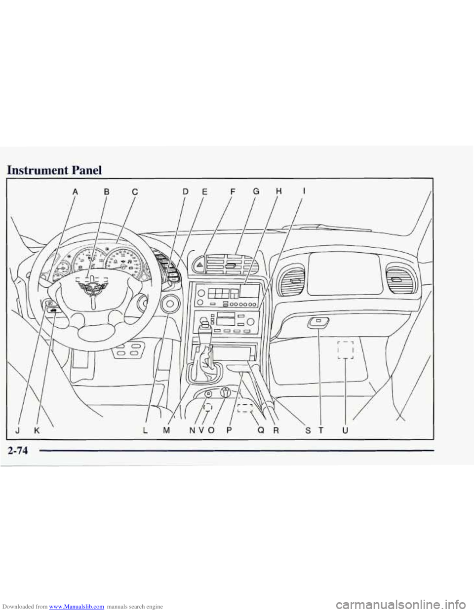CHEVROLET CORVETTE 1998 5.G Owners Manual Downloaded from www.Manualslib.com manuals search engine Instrument Panel
JK LM NVO P QR ST U
2-74 CHEVROLET CORVETTE 1998 5.G Owners Manual Downloaded from www.Manualslib.com manuals search engine Instrument Panel
JK LM NVO P QR ST U
2-74