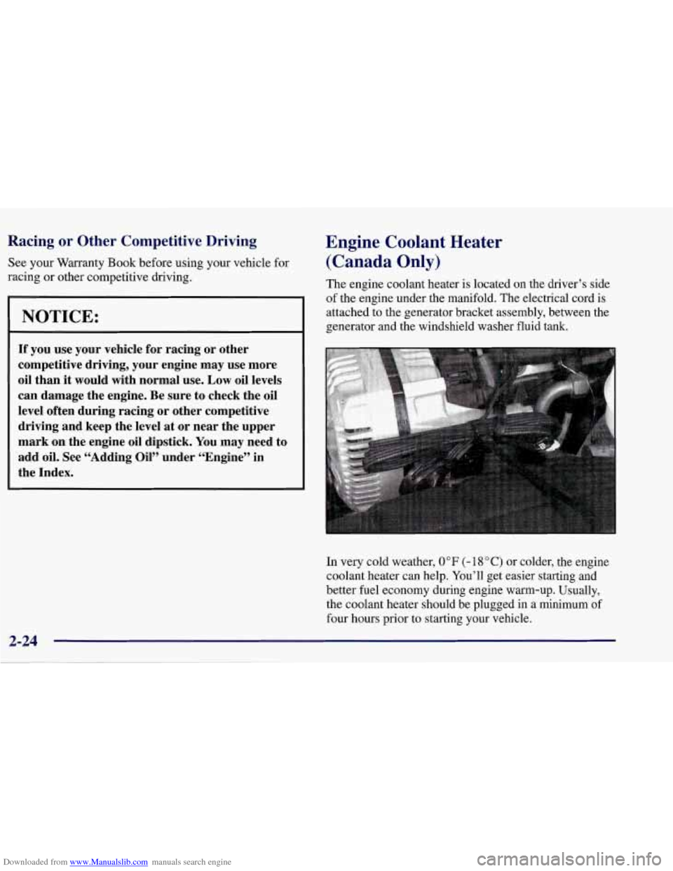 CHEVROLET CORVETTE 1998 5.G Manual PDF Downloaded from www.Manualslib.com manuals search engine Racing or Other Competitive Driving
See your Warranty Book before using your vehicle for
racing
or other competitive driving.
NOTICE CHEVROLET CORVETTE 1998 5.G Manual PDF Downloaded from www.Manualslib.com manuals search engine Racing or Other Competitive Driving
See your Warranty Book before using your vehicle for
racing
or other competitive driving.
NOTICE