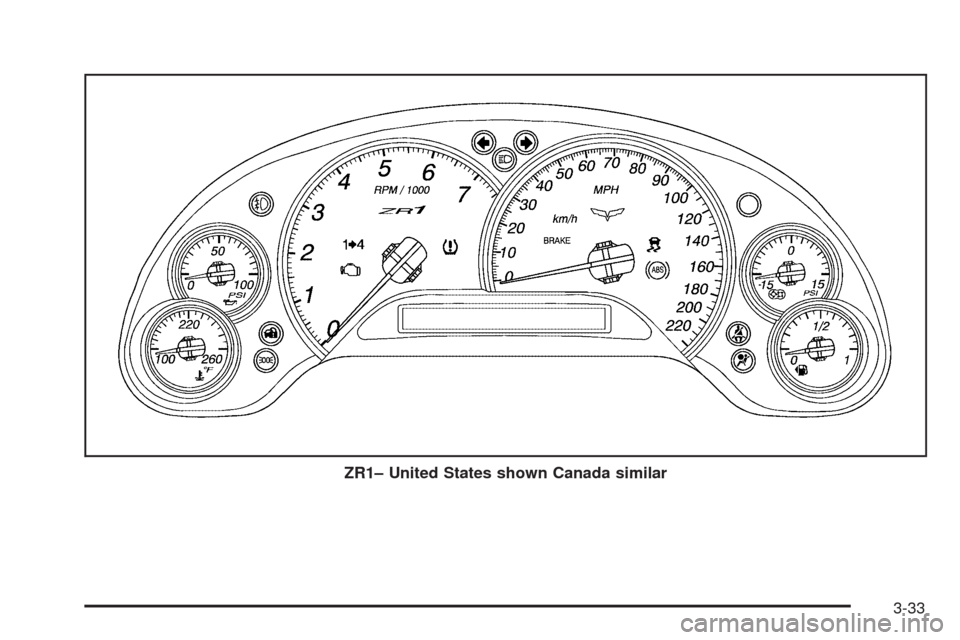 CHEVROLET CORVETTE 2009 6.G Owners Manual ZR1– United States shown Canada similar
3-33 