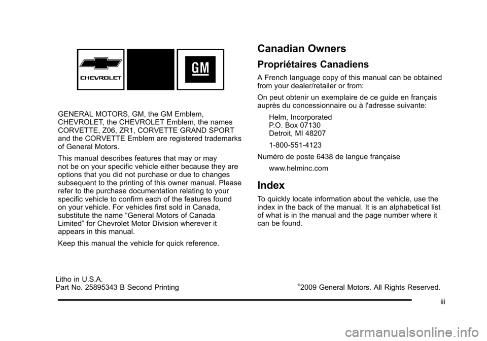 CHEVROLET CORVETTE 2010 6.G Owners Manual CHEVROLET CORVETTE 2010 6.G Owners Manual