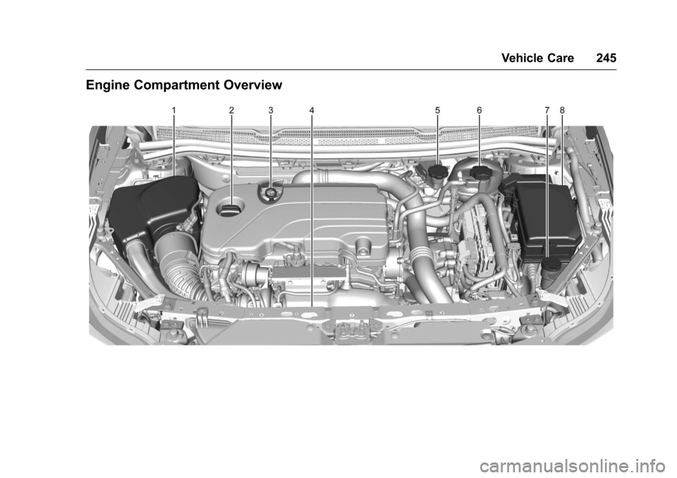 CHEVROLET CRUZE 2016 1.G Owners Manual Chevrolet Cruze Owner Manual (GMNA-Localizing-U.S./Canada/Mexico-
9234744) - 2016 - CRC - 3/9/16
Vehicle Care 245
Engine Compartment Overview 