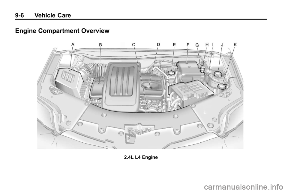 CHEVROLET EQUINOX 2010 2.G Owners Manual 9-6 Vehicle Care
Engine Compartment Overview
2.4L L4 Engine CHEVROLET EQUINOX 2010 2.G Owners Manual 9-6 Vehicle Care
Engine Compartment Overview
2.4L L4 Engine