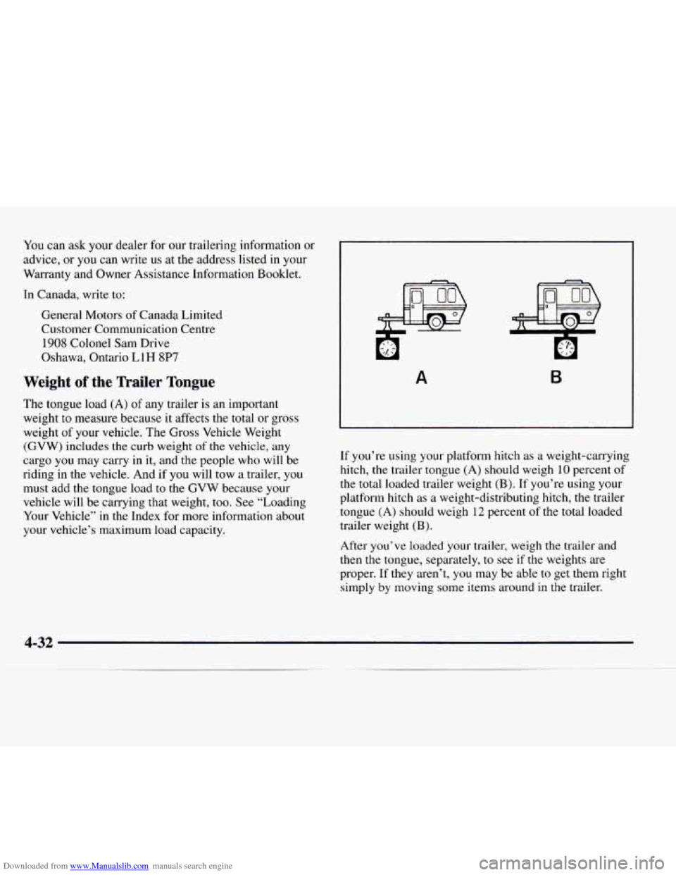CHEVROLET EXPRESS 1997 1.G Owners Manual Downloaded from www.Manualslib.com manuals search engine You can ask your dealer for our trailering information or
advice, or you can write us at the address listed in your
Warranty and Owner As CHEVROLET EXPRESS 1997 1.G Owners Manual Downloaded from www.Manualslib.com manuals search engine You can ask your dealer for our trailering information or
advice, or you can write us at the address listed in your
Warranty and Owner As