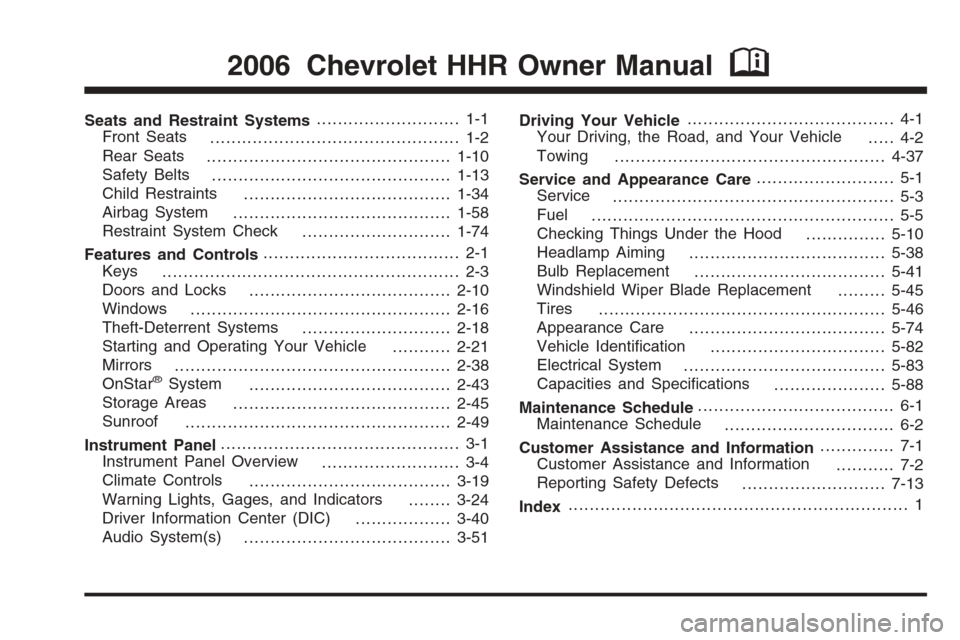 CHEVROLET HHR 2006 1.G Owners Manual 