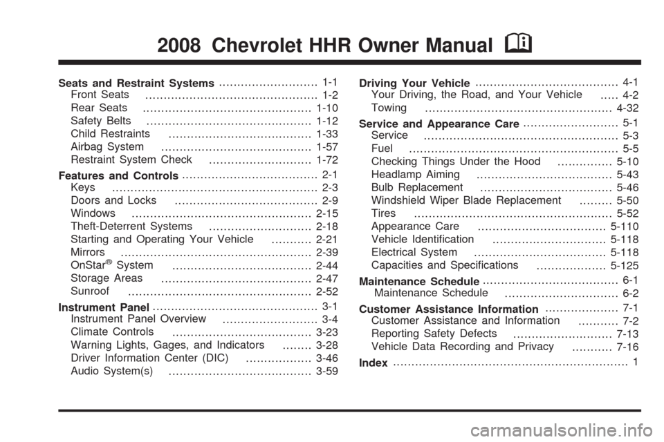 CHEVROLET HHR 2008 1.G Owners Manual 