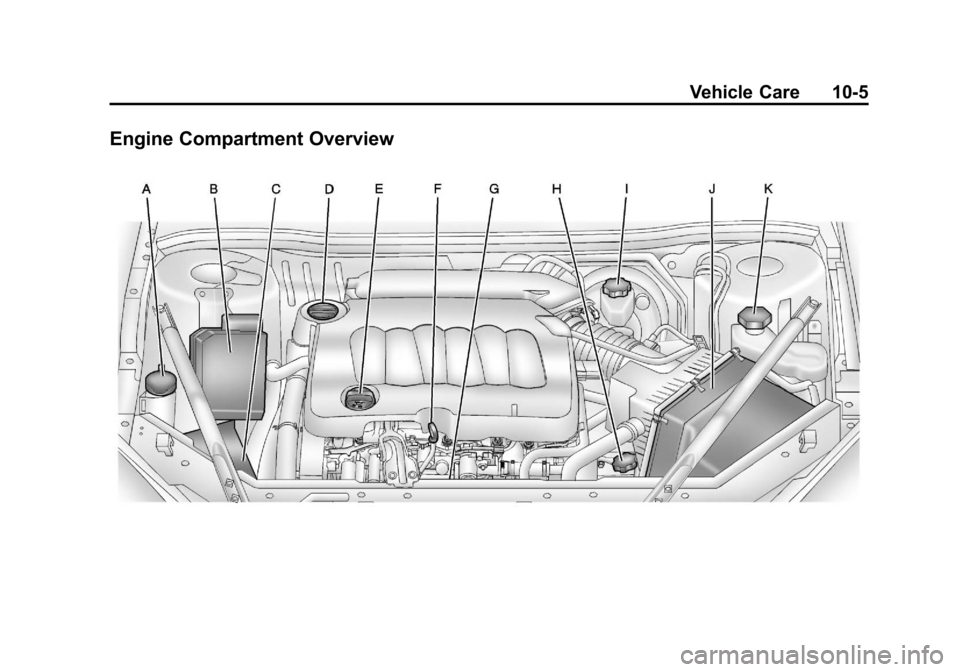 CHEVROLET IMPALA 2013 9.G Owners Manual Black plate (5,1)Chevrolet Impala Owner Manual - 2013 - crc - 8/27/12
Vehicle Care 10-5
Engine Compartment Overview CHEVROLET IMPALA 2013 9.G Owners Manual Black plate (5,1)Chevrolet Impala Owner Manual - 2013 - crc - 8/27/12
Vehicle Care 10-5
Engine Compartment Overview