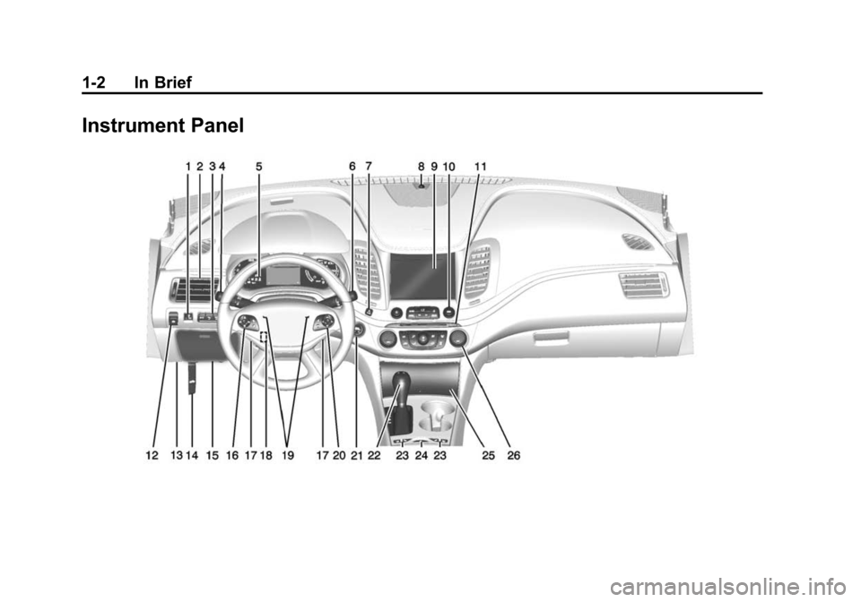 CHEVROLET IMPALA 2014 10.G Owners Manual Black plate (2,1)Chevrolet Impala Owner Manual (GMNA-Localizing-U.S./Canada-5772216) -
2014 - 2nd crc - 5/14/13
1-2 In Brief
Instrument Panel 