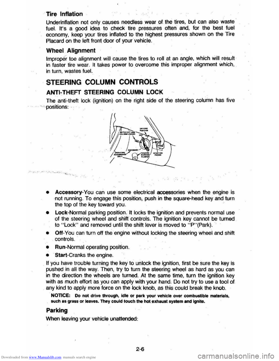 CHEVROLET MONTE CARLO 1981 4.G Owners Manual Downloaded from www.Manualslib.com manuals search engine Tire Inflation 
Underinflation not only causes needless wear 01 the tires,  but can  also  waste  fuel. Its a good idea to check  tire pressu