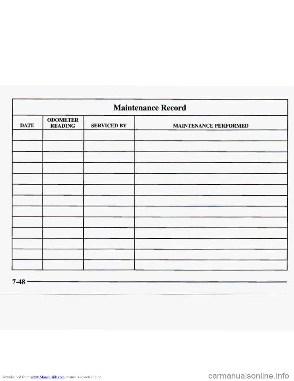CHEVROLET MONTE CARLO 1997 5.G Owners Manual Downloaded from www.Manualslib.com manuals search engine Maintenance  Record 
.?-48   