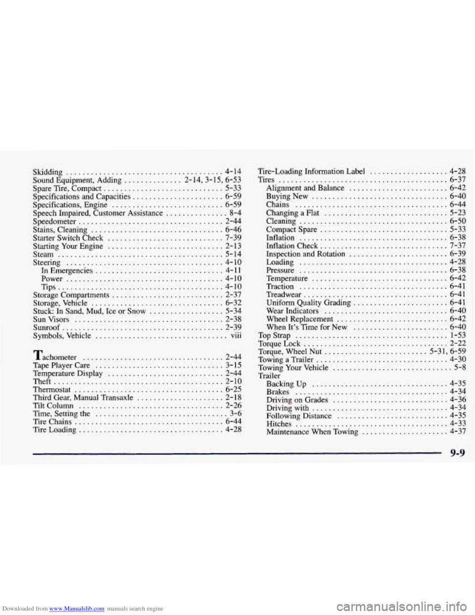 CHEVROLET PRIZM 1998 3.G Owners Manual Downloaded from www.Manualslib.com manuals search engine Skidding ...................................... 4-14
Sound Equipment. Adding
.............. 2.14.3.15. 6.53
Spare Tire. Compact
...... CHEVROLET PRIZM 1998 3.G Owners Manual Downloaded from www.Manualslib.com manuals search engine Skidding ...................................... 4-14
Sound Equipment. Adding
.............. 2.14.3.15. 6.53
Spare Tire. Compact
......