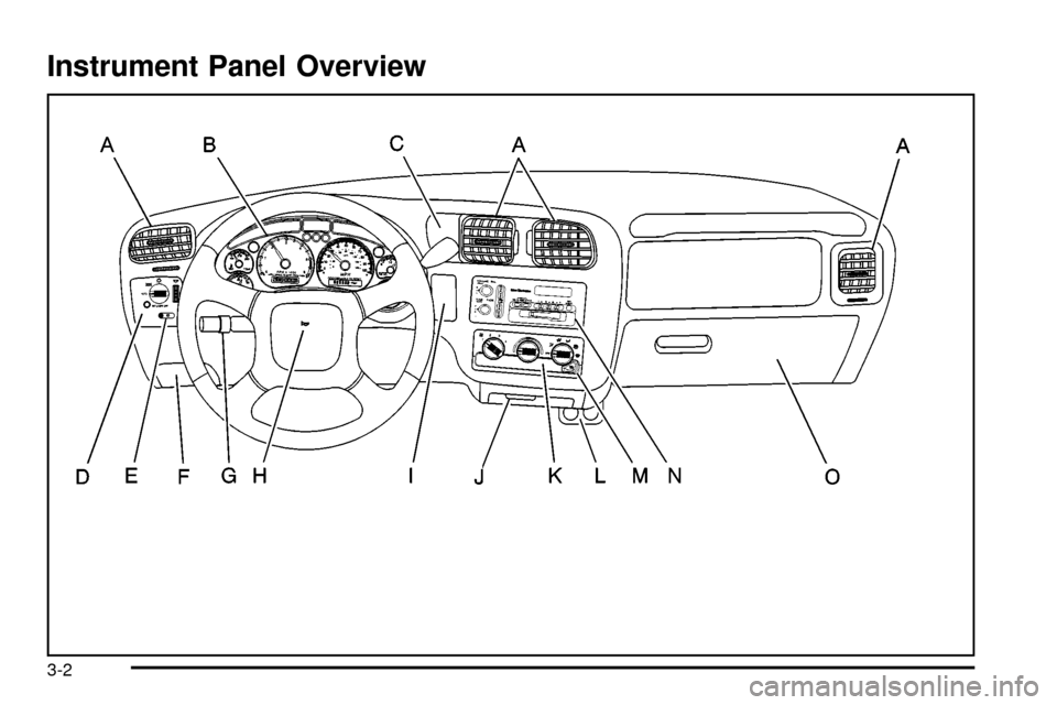 CHEVROLET S10 2003 2.G Owners Manual Instrument Panel Overview
3-2 CHEVROLET S10 2003 2.G Owners Manual Instrument Panel Overview
3-2