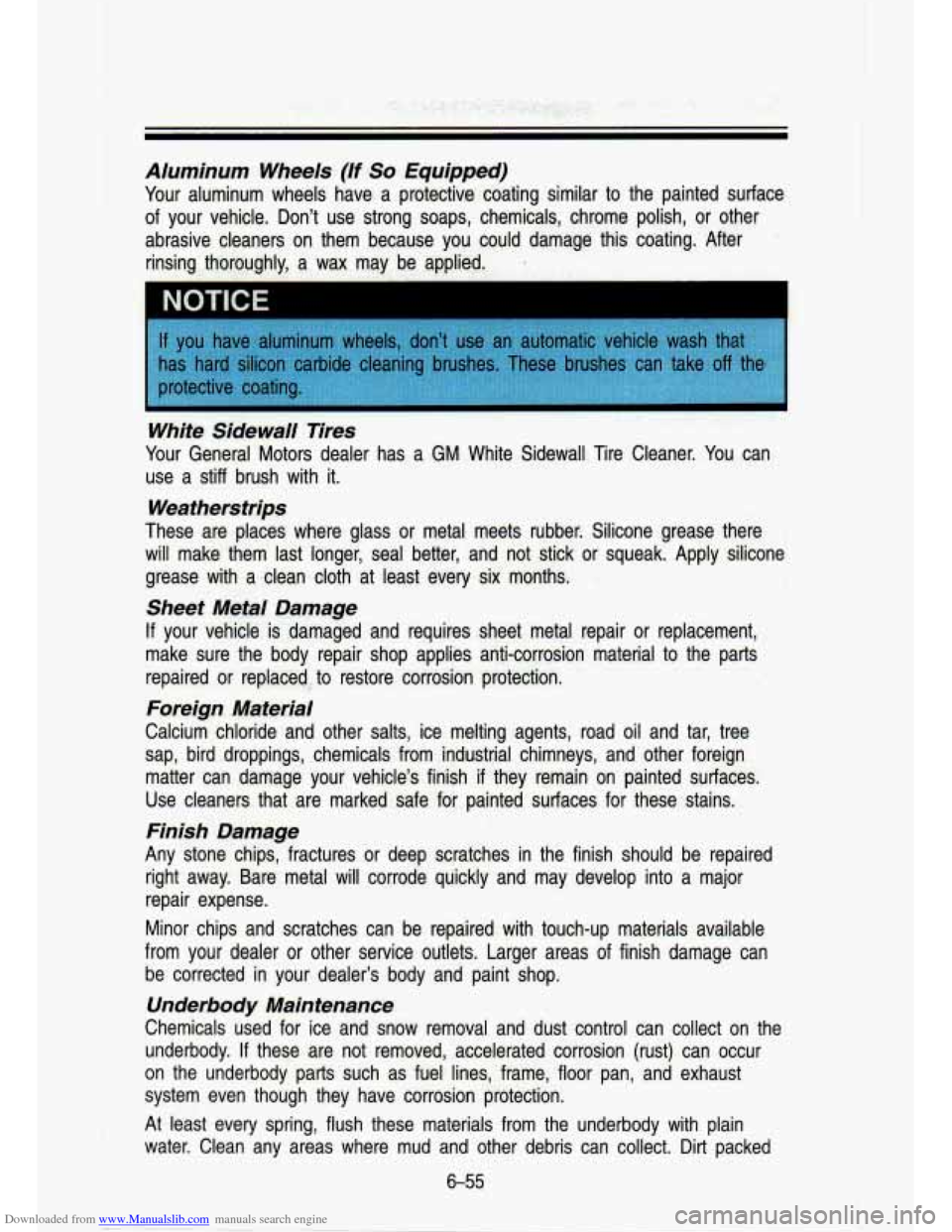 CHEVROLET S10 1993 2.G Owners Manual Downloaded from www.Manualslib.com manuals search engine NOTICE   