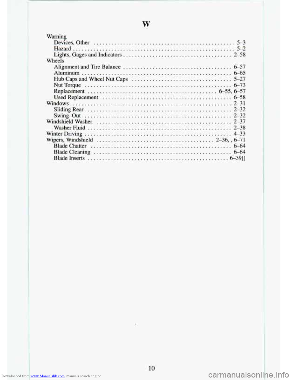 CHEVROLET S10 1994 2.G Owners Manual Downloaded from www.Manualslib.com manuals search engine W 
10   