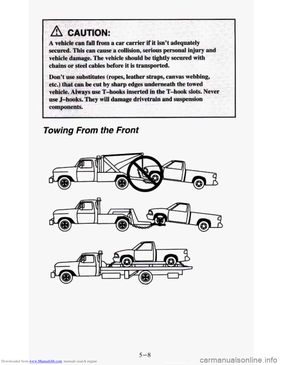 CHEVROLET S10 1995 2.G Owners Manual Downloaded from www.Manualslib.com manuals search engine Towing From the  Front 
5-8   