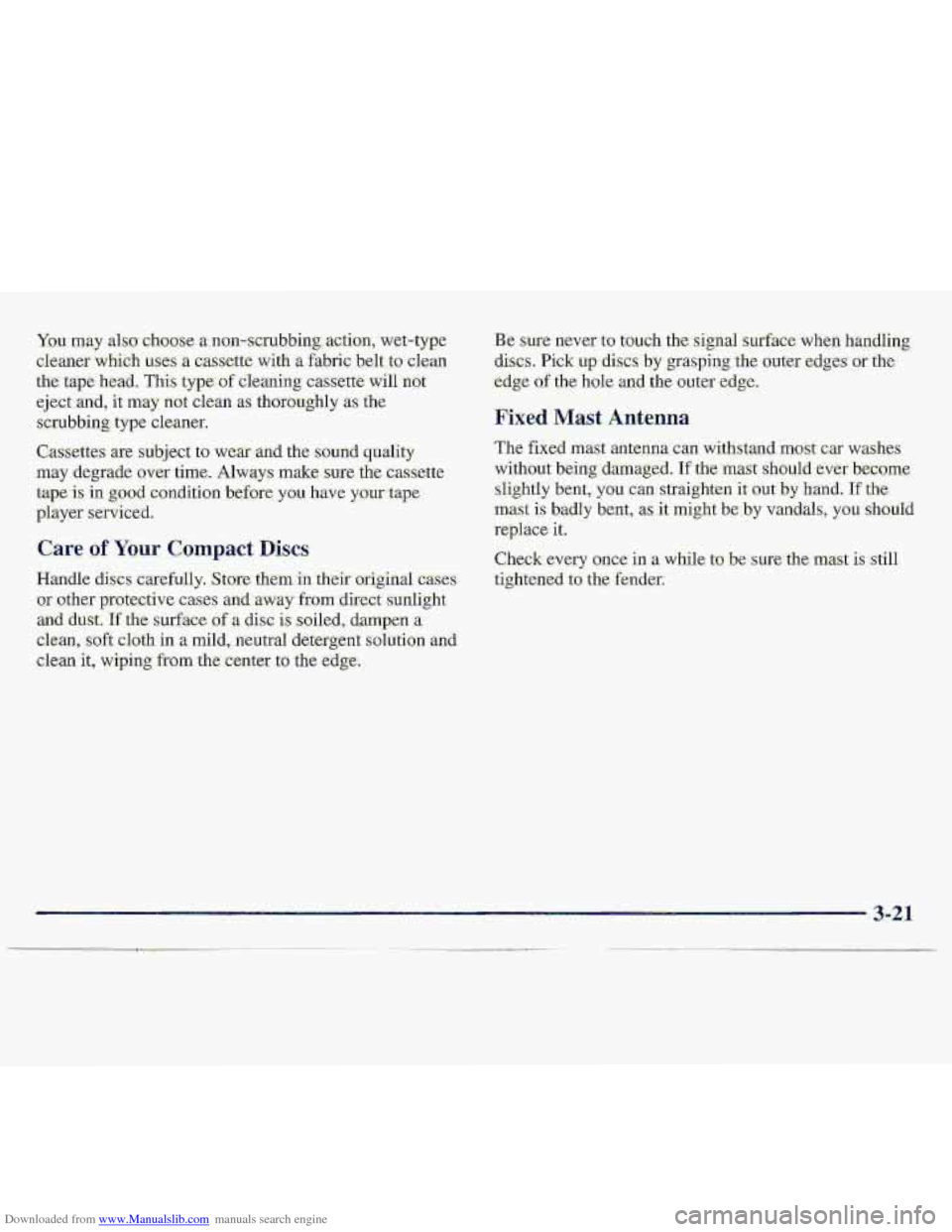CHEVROLET S10 1997 2.G Owners Manual Downloaded from www.Manualslib.com manuals search engine Care of Your Compact IXscs CHEVROLET S10 1997 2.G Owners Manual Downloaded from www.Manualslib.com manuals search engine Care of Your Compact IXscs