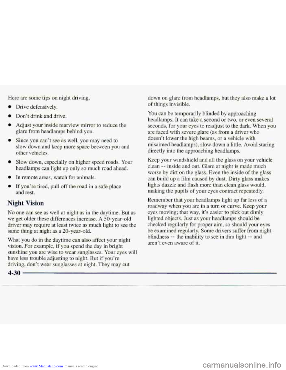 CHEVROLET S10 1997 2.G Owners Manual Downloaded from www.Manualslib.com manuals search engine down on glare frqm headl@%qs,..but ,they:als,o make.-a lot 
of things invi.slble.   