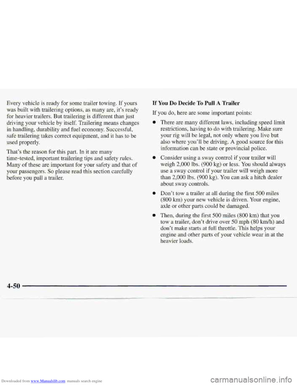 CHEVROLET S10 1997 2.G Owners Manual Downloaded from www.Manualslib.com manuals search engine If You Do Decide To Pull. A Trailer 
If you do, here are some imp-ortmt points:   
