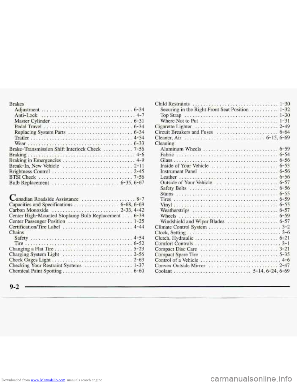 CHEVROLET S10 1997 2.G Owners Manual Downloaded from www.Manualslib.com manuals search engine 9-2   
