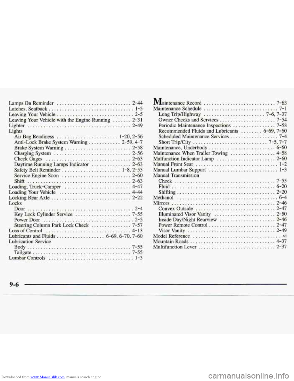 CHEVROLET S10 1997 2.G Owners Manual Downloaded from www.Manualslib.com manuals search engine 9-6   