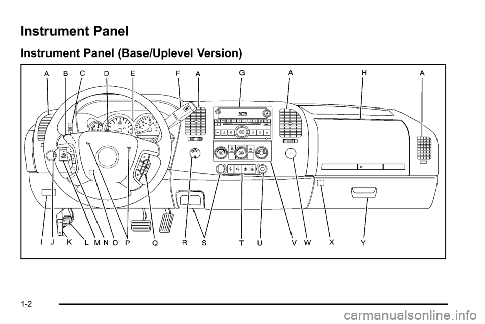 CHEVROLET SILVERADO 2010 2.G Owners Manual Instrument Panel
Instrument Panel (Base/Uplevel Version)
1-2 
