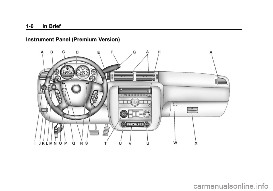 CHEVROLET SILVERADO 2011 2.G User Guide Black plate (6,1)Chevrolet Silverado Owner Manual - 2011
1-6 In Brief
Instrument Panel (Premium Version) CHEVROLET SILVERADO 2011 2.G User Guide Black plate (6,1)Chevrolet Silverado Owner Manual - 2011
1-6 In Brief
Instrument Panel (Premium Version)