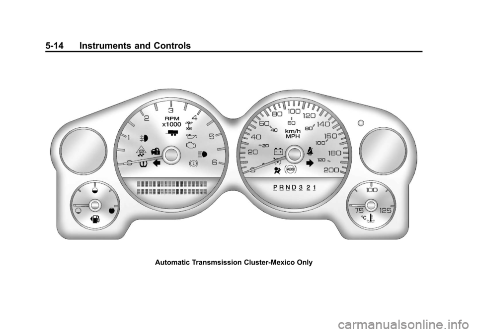 CHEVROLET SILVERADO 2011 2.G Owners Manual Black plate (14,1)Chevrolet Silverado Owner Manual - 2011
5-14 Instruments and Controls
Automatic Transmsission Cluster-Mexico Only CHEVROLET SILVERADO 2011 2.G Owners Manual Black plate (14,1)Chevrolet Silverado Owner Manual - 2011
5-14 Instruments and Controls
Automatic Transmsission Cluster-Mexico Only